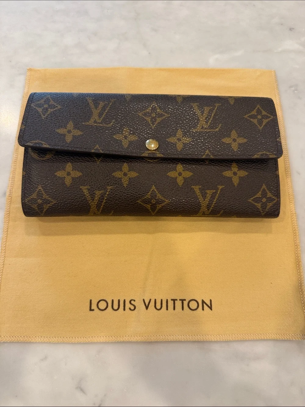 Louis Vuitton Monogram Canvas Continental Wallet in Brown with Gold Hardware